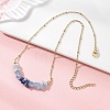 Natural Lapis Lazuli & Aquamarine Chip Beaded Pendant 304 Stainless Steel Satellite Chain Necklaces for Women NJEW-JN05608-1
