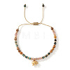 Adjustable Natural Picture Jasper & African Turquoise(Jasper) & Strawberry Quartz Beads Braided Bead Bracelets SX3776-5