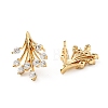 Clear Cubic Zirconia Leaf Stud Earrings KK-D080-19G-2