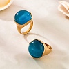 304 Stainless Steel Cat Eyes Finger Rings for Women RJEW-Z143-02G-03-1