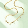 304 Stainless Steel Flat Snake Chain Necklaces with Square Cubic Zirconia NJEW-P355-02G-01-2