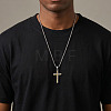 Duo Tone Religion 304 Stainless Steel Hammered Textured Cross Pendant Necklaces WG2F369-04-2