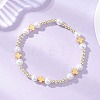 Round & Cross Shell Pearl & Non-magnetic Synthetic Hematite Beads Stretch Bracelets for Women BJEW-JB13100-1