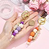 ABS Plastic & Wood & Silicone Keychain KEYC-YW00253-01-4