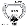 304 Stainless Steel Skull Circular/Horseshoe Barbell Nose Rings WG89838-01-3