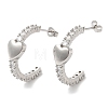 Clear Cubic Zirconia Arch with Heart Stud Earrings EJEW-K249-03P-1