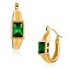 Green Cubic Zirconia Rectangle Hoop Earrings JE936A-1