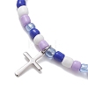 Adjustable Glass Beaded Charm Bracelets BJEW-JB13287-4