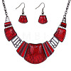 Trapezoid Alloy Resin Pendant Necklaces & Dangle Earrings Sets FS-WG8D8C4-04-2