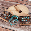 3Pcs 3 Styles Synthetic Turquoise & Wood & CCB Beaded Stretch Bracelets & Charm Bracelets Set for Women Men BJEW-WR0001-09-4