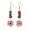 Evil Eye Natural & Synthetic Mixed Gemstone Chip & Seed Beads Dangle Earrings EJEW-MZ00166-3