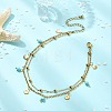 Round Natural Magnesite & Shell Shaped 304 Stainless Steel Charm 2-Strand Anklets for Women AJEW-AN00816-01-1