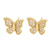 Brass Micro Pave Clear Cubic Zirconia Stud Earrings EJEW-F400-02B-G-2