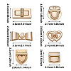 Craftdady 6Pcs 6 Styles Zinc Alloy Twist Bag Lock Purse Catch Clasps PURS-CD0001-01-10