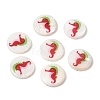 Ocean Printed Natural Freshwater Shell Flat Round Beads SHEL-A006-13J-1