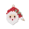 Christmas Themed Glass Seed Beaded Pendants PALLOY-MZ00868-01-1