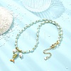 Brass Enamel Fish and Natural Pearl Rice Pendant Natural Glass Nuggets Beaded Necklaces for Women NJEW-JN06357-03-1