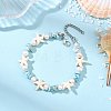 Synthetic Turquoise & Natural Larimar & Cultured Freshwater Pearl Beaded Bracelets for Women BJEW-JB13951-1