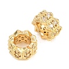 Flower Brass Clear Cubic Zirconia European Beads KK-B186-11G-2