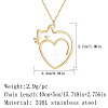 201 Stainless Steel Heart with Cat Outline Pendant Necklaces for Women FS-WG6120F-01-3