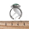 Oval Natural Green Aventurine Finger Rings RJEW-M062-02P-17-3