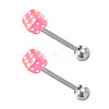 Dice 304 Stainless Steel & Acrylic Straight Barbell 15 Gauge Piercing Tongue Rings for Women Men WG4A39A-06-1