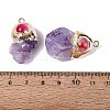 Natural Amethyst Geode & Dyed Agate(Random Color) Pendants G-N366-02G-3