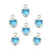 Heart Brass Glass Charms KK-S385-01S-08-1