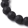 Round Natural Lava Rock Beaded Stretch Bracelets BJEW-JB10276-03-3