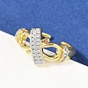 Brass Micro Pave Cubic Zirconia Open Cuff Ring for Women RJEW-F177-03GP-13-1