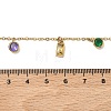 304 Stainless Steel Pave Colorful Cubic Zirconia Flat Round Rectangle Pendant Bib Necklaces NJEW-C114-03G-5