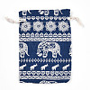 Elephant Printed Polycotton(Polyester Cotton) Packing Pouches Drawstring Bags ABAG-T004-10x14-38-1