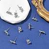 SHEGRACE Leafy Branch Brass Micro Clear Pave Cubic Zirconia Stud Earrings XGRQ4N998-717P-4