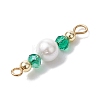 12Pcs 12 Colors Glass & Shell Pearl Round Connector Charms PALLOY-JF02901-4