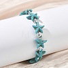 Synthetic Turquoise & Non-magnetic Hematite Beads Stretch Bracelets for Women Men BJEW-JB13726-01-4