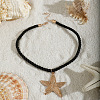 Ocean Alloy Starfish Pendant Twisted Cotton Cord Necklaces FS-WG595AC-06-1