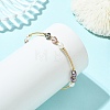 Nuggets Natural Cultured Freshwater Pearl & Brass Beaded Copper French Wired Bangles BJEW-JB13980-2