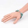 Chip Natural Turquoise(Dyed) Beaded Multi-Strand Bracelets BJEW-JB02321-01-3