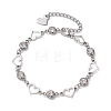Alloy Heart Link Bracelet with Clear Cubic Zirconia BJEW-JB10169-1