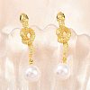 Snake Brass Micro Pave Cubic Zirconia Stud Earrings EJEW-K249-13G-3