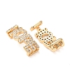 Brass Micro Pave Clear Cubic Zirconia Word HOPE Links Connector Charms KK-K002-32G-G-3