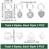 Unicraftale 1 Set Heart & Flat Round & Oval & Square Alloy Keychains KEYC-UN0001-11-4