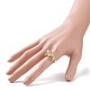 Natural Mixed Stone Chips with Brass Beaded Finger Ring RJEW-JR00515-3