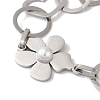 Flower & Heart 304 Stainless Steel Link Chain Bracelets for Women BJEW-I315-13P-2