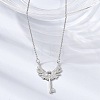 Brass Micro Pave Clear Cubic Zirconia Winged Key Pendant Necklaces CU-CBABA66-13P-1