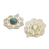 Brass Pave Dyed Synthetic Turquoise Flower Pendants KK-Z088-03G-01-2