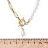 304 Stainless Steel Figaro Chain Natural Cultured Freshwater Pearl Rice Beaded Necklaces with OT Clasps NJEW-JN05959-01-4