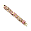 Natural Rhodonite & Electroplated Synthetic Non-magnetic Hematite Heishi Connector Charms PALLOY-JF03291-07-4