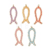 5Pcs Glass Seed Beaded Fish Pendants PALLOY-MZ01173-1