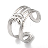 Non-Tarnish 304 Stainless Steel Oval Open Cuff Ring for Women RJEW-C091-01P-1